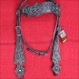 HILASON WESTERN LEATHER HORSE HEADSTALL BLACK RUSTIC VINTAGE