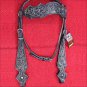 HILASON WESTERN LEATHER HORSE HEADSTALL BLACK RUSTIC VINTAGE