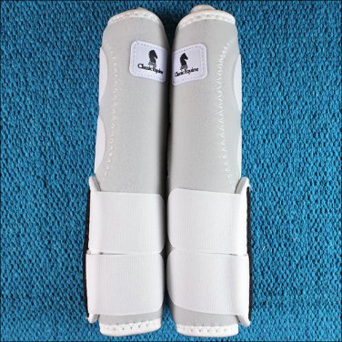 LARGE WHITE CLASSIC EQUINE LEGACY SYSTEM HORSE HIND LEG SPORT BOOT PAIR