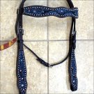 HILASON WESTERN LEATHER HORSE BRIDLE HEADSTALL BLACK TURQUOISE INLAY