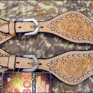 PS102-F HILASON WESTERN SPUR STRAPS LEATHER ACORN TOOL - LIGHT OIL