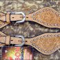 PS102-F HILASON WESTERN SPUR STRAPS LEATHER ACORN TOOL - LIGHT OIL