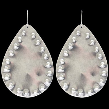 3D ANGEL RANCH SILVER TONE TEARDROP HYPOALLERGENIC WOMEN LADIES EARRINGS