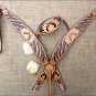 S7 HILASON WESTERN LEATHER HORSE ONE EAR HEADSTALL BREAST COLLAR BLACK CROSS GUN