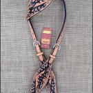 S540 NEW HILASON WESTERN LEATHER HORSE ONE EAR BRIDLE HEADSTALL - TAN & BLACK