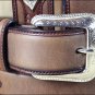 32x1 1/2" 3D BROWN DARK MENS WESTERN FASHION LEATHER BELT REMOVABLE BUCKLE