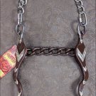 AH381 HILASON ANTIQUE BROWN ROPING HORSE BIT CHAIN MOUTH W/RUBBER WASHERS