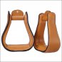 TOUGH 1 ROYAL KING SMOOTH LEATHER HORSE STIRRUPS PAIR LIGHT OIL W/2 1/2" NECK