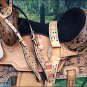 HILASON WESTERN LEATHER BARREL RACING TRAIL SADDLE 16 W/ HEADTALL BREAST COLLAR