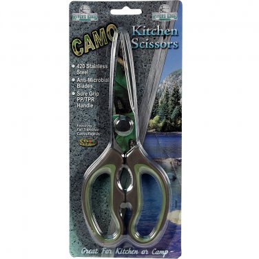 RIVERS EDGE GREEN CAMO 420 STAINLESS STEEL BLADES KITCHEN SCISSORS