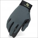 08 SIZE HERITAGE PERFORMANCE HORSE RIDING GLOVE STRETCH SPANDURA LEATHER GREY