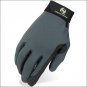08 SIZE HERITAGE PERFORMANCE HORSE RIDING GLOVE STRETCH SPANDURA LEATHER GREY