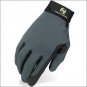 08 SIZE HERITAGE PERFORMANCE HORSE RIDING GLOVE STRETCH SPANDURA LEATHER GREY