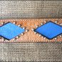 WESTERN LEATHER HORSE BRIDLE HEADSTALL BREAST COLLAR TAN W/ BLUE INLAY
