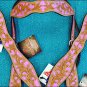NEW HILASON WESTERN LEATHER HORSE BRIDLE HEADSTALL BREAST COLLAR W/ PINK INLAY