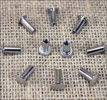 10 Set 1/2in. CHICAGO SCREW SET NICKLE PLATED FOR REPAIR HORSE TACK SADDLE BELT