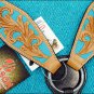 NEW HILASON WESTERN LEATHER HORSE BREAST COLLAR W/ TURQUOISE HAND PAINT INLAY