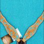 NEW HILASON WESTERN LEATHER HORSE BREAST COLLAR W/ TURQUOISE HAND PAINT INLAY