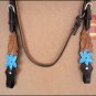 HILASON WESTERN LEATHER HORSE BRIDLE HEADSTALL BREAST COLLAR TURQUOISE BLACK