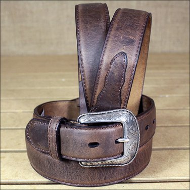 3D 36 x 1 1/2 INCH CRAZY CORRECT BROWN MEN'S WESTERN BASIC LEATHER BELT