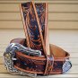 TONY LAMA TOOLED LEATHER WESTERLY RIDE MENS BELT TAN BRONC RIDER MADE IN THE USA