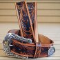 TONY LAMA TOOLED LEATHER WESTERLY RIDE MENS BELT TAN BRONC RIDER MADE IN THE USA