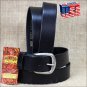 42IN. BLACK 1.5in CASUAL PLAIN STRAP LEATHER BELT MADE IN USA