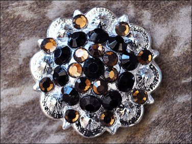 BLACK & BROWN CRYSTALS BERRY CONCHO RHINESTONE HEADSTALL SADDLE COWGIRL