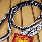 BLACK WHITE BRAIDED POLY BARREL RACING CONTEST REINS FLAT W/EASY GRIP KNOTS 1 IN