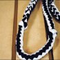 BLACK WHITE BRAIDED POLY BARREL RACING CONTEST REINS FLAT W/EASY GRIP KNOTS 1 IN