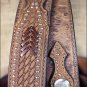 42 INCH WESTERN NOCONA CONCHOS LEATHER MENS BELT OSTRICH TAN OVERLAY