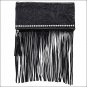 AMERICAN WEST BLACK LEATHER LADIES FOLDED FRINGE CLUTCH BAG HANDBAG PURSE