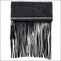 AMERICAN WEST BLACK LEATHER LADIES FOLDED FRINGE CLUTCH BAG HANDBAG PURSE