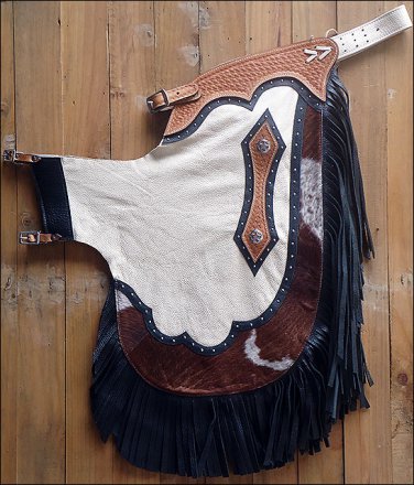 CK834-F HILASON YOUTH PRO RODEO BRONC BULL-RIDING SMOOTH LEATHER CHINKS CHAPS