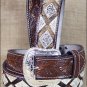 44 INCH WESTERN NOCONA LEATHER MENS BELT HAIR DIAMOND CONCHOS DARK BROWN