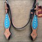HILASON WESTERN LEATHER BRIDLE HEADSTALL TAN TURQUOISE w/ FRINGES