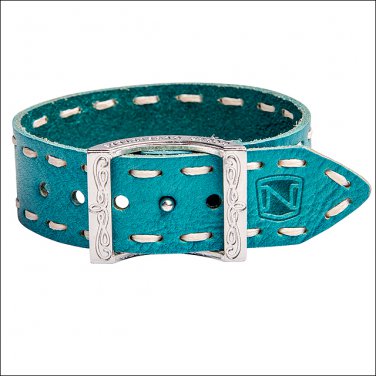 NOBLE OUTFITTERS CONTRAST STITCH ADJUSTABLE LEATHER BRACELET NATURAL TURQUOISE
