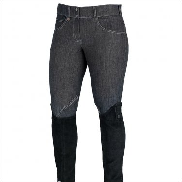 30" HORZE SILVIA WOMENS DENIM SELF KNEE PATCH SOFT COTTON BREECHES 5 POCKET
