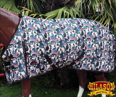 80" HILASON 1200D WINTER WATERPROOF POLY TURNOUT HORSE SHEET USA CAMOUFLAGE