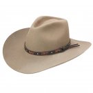 6 7/8 STETSON HUTCHINS STONE 3X WESTERN COWBOYS WOOL HATS LEATHER BAND