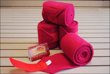 RED HILASON WESTERN SHOW TACK HORSE POLO LEG WRAP SET OF 4