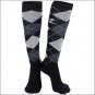 6-7.5 HORZE HOLLY ARGYLE FABRIC COTTON LADIES PAIR KNEE SOCKS BLACK
