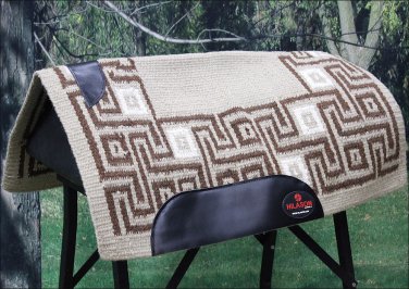 FEP312 HILASON WESTERN NEW ZEALAND WOOL HORSE SADDLE BLANKET SAND & BROWN