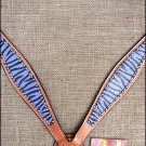 HILASON WESTERN LEATHER HORSE BREAST COLLAR HAND PAINT PURPLE ZEBRA