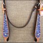 HILASON WESTERN LEATHER HORSE BRIDLE HEADSTALL HAND PAINT PURPLE ZEBRA
