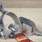HILASON BRUSHED STAINLESS STEEL MEN SPURS ENGRAVED GERMAN SILVER TRIM