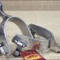 HILASON BRUSHED STAINLESS STEEL MEN SPURS ENGRAVED GERMAN SILVER TRIM