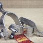 HILASON BRUSHED STAINLESS STEEL MEN SPURS ENGRAVED GERMAN SILVER TRIM