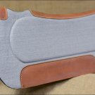 FP820F- HILASON WESTERN COTTON WOOL FELT GEL GREY SADDLE PAD W/ COWHIDE LEATHER