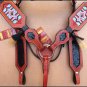 HILASON WESTERN LEATHER BREAST COLLAR HEADSTALL MAHOGANY BEADED HAIR TASSEL
